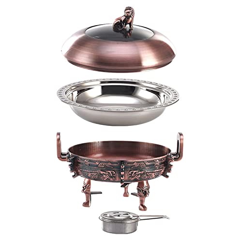 cvhtroe Chafing Dish aus Edelstahl, rundes Chafer Buffetwärmer-Set mit Pfannen, Herdständer, sichtbarem Topfdeckel und… – Bild 4