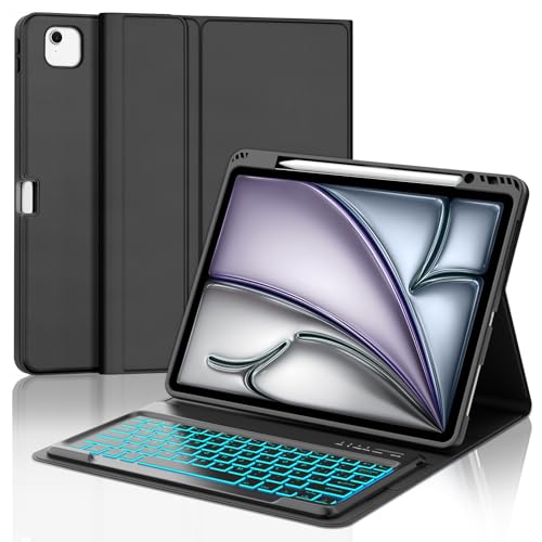 Teclado para iPad Air 13 M4 y Pro 12.9 con funda bluetooth desmontable y ñ