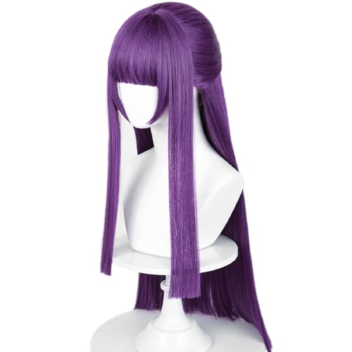 Image of Wiggy Mermaid Fern Cosplay Wig for Women Long Purple Straight Wig with Bangs + Wig Cap for Halloween Christians Costume