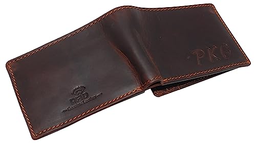 Personalized Name Initials Wallets RFID Blocking Mens Bifold Vintage Leather Slim Card Holder Wallet With Coin Pouch3