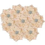 PATIKIL 3 Pulgadas Flor De Chifón con Perlas Y Cristales, 10 Piezas Aplicaciones De Tela para Coser Manualidades DIY Diademas Decoración De Bodas Y Fiestas, Color Caqui