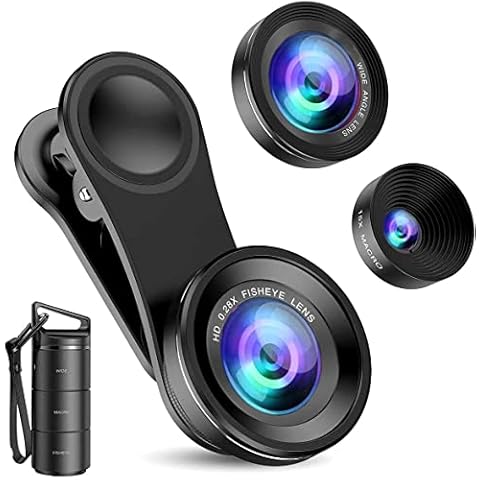 Criacr Phone Camera Lens (Upgraded Version), 3 in 1 Cell Phone Lens Kit for iPhone, Samsung, 180°Fisheye Lens, 0.6X Wide Angle Lens, 15X Macro Lens, for TIK Tok Video, Live Show, Video Chat, Vlog, etc Cover