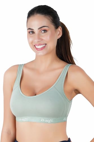 Image of (MSB-204 Premium Seamless Non-Padded Wire Free Slip On Sports Bra Low Impact Workout & Activewear Sports Bra for Women