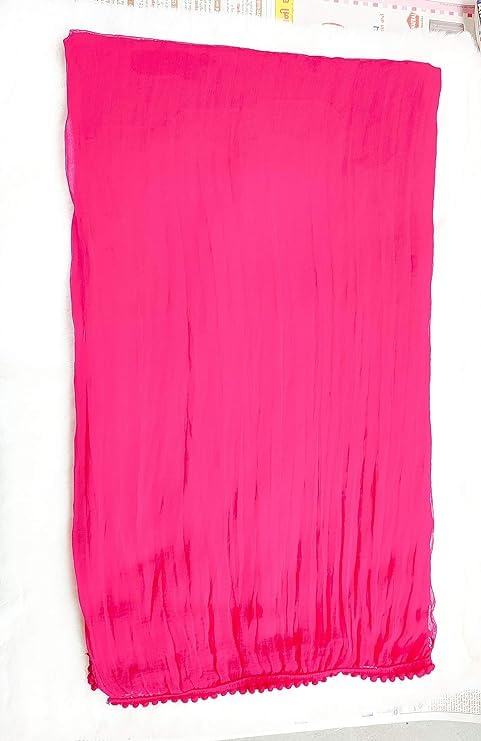 Image of Solid Beautiful Chiffon Dupatta Chunni Chunri with Bundi Lace for Women Casual Traditional Dailywear Lightweight dyeable