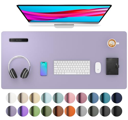 Aothia Leather Desk Pad Protector, Mouse Pad, Office Mat, Non-Slip PU Leather Blotter, Laptop Pad, Waterproof Writing Pad for Office and Home (36" x 17", Lavender)