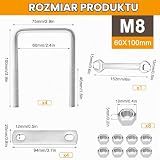 U Bolt, M8 kwadratowe U śruby ze stali nierdzewnej z nakrętkami i podkładkami płyta ramy do mocowania rur 60mm szerokość wewnętrzna 4 sztuki M8 60x100mm
