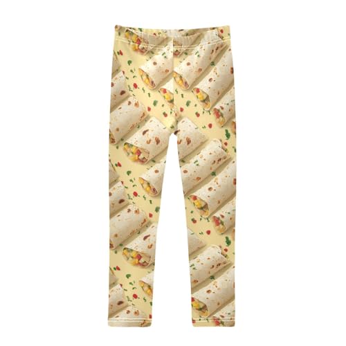 Maxican Taco Food Burritos Tortilla Girls Casual Leggings for Kids Printed Long Pant Bottoms Stretch and Soft
