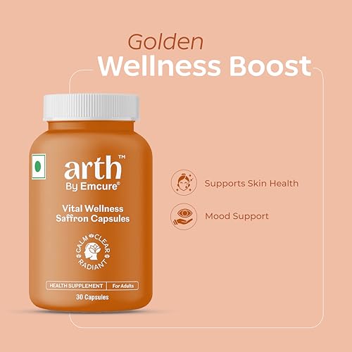 Image of Arth Premium Kesar Saffron Beauty Capsules | Skin Glow, Radiance & Mood Support | Beauty & Wellness Supplement | 30 Veg Capsules