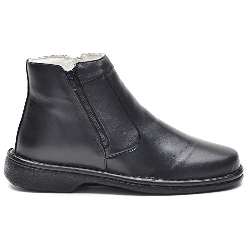 Cla-Cle Bota Confort Couro Mestiço com Palmilha Gel e Zíper (43) - Masculino - Unissex-adultos - Preto - 43