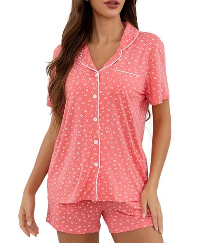 Image of HNG Pajama Sets for Women 2 Piece PJ Sets Short Sleeve Lounge Set Fashion Sleepwear XS-3XL