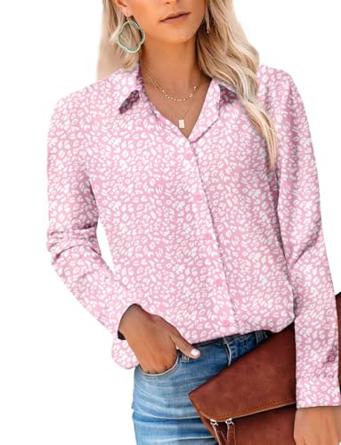 Image of Magritta Women's Shirts Fashion Casual Loose Fit Long Sleeve Button Down Lightweight Collared Blouse Tops