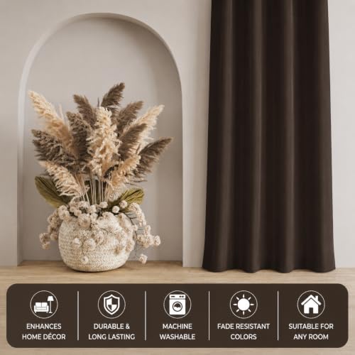 Image of LaVichitra 1 Piece Solid Premium Blackout Curtain - Thermal Insulated, 3 Layered, 100% Opaque Window - 4 feet, Dark Coffee