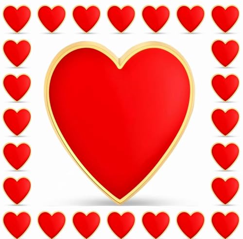 12/25/50/100 pieces enamel red heart Valentines day Lapel pin Valentine Heart disease awareness brooch pins for clothes love badge gift bulk (25)