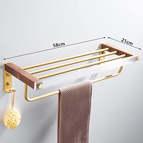 Porte-serviettes bois massif sans perforation support double or