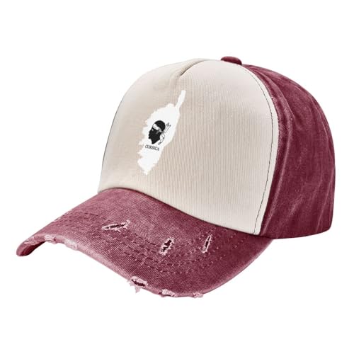 Retro Casquette de Baseball Unisexe Ajustable Boucle en Metal Insigne De La Corse,Tête Maure Casquettes Classique Trucker Cap Hat for Sport Hip Pop Golf Voyages