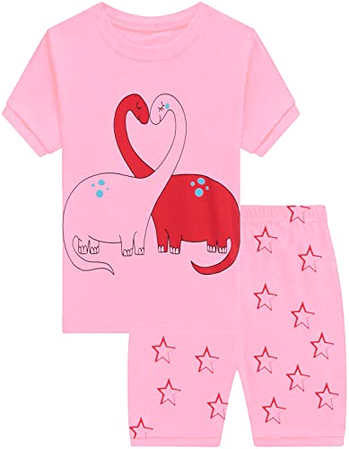 Little Girls Summer Pajamas Unicorn Short Sleeve Pjs Sleepwear for Toddler Kids 100% Cotton 2 Piece Clothes Jammies Set