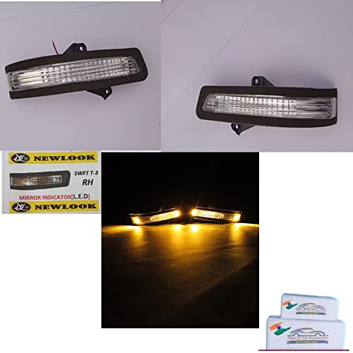 New JD Car Accessories ,For Car Maruti Swift (2012-2017) & Swift Dzire T2, Side Mirror Turn Signal Indicator Led Lights,With Scotch Lock -(20122), Pear