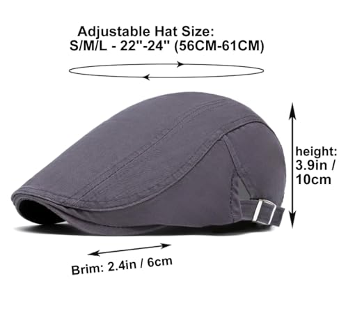 Image of Quanhaigou Men's Cotton Flat Ivy Gatsby Newsboy Driving Hat Adjustable Irish Cabbie Ivy Driving Hunting Cap