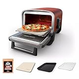 Ninja Woodfire Outdoor Pizza Oven, 8-in-1 Portable Electric Roaster Oven, Heats up to 700°F, 5 Artisan Pizza Settings, Integrated BBQ Smoker Box, Includes Flavored Wood Pellets, Red (Renewed)
