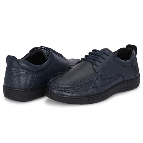 Image of Blue Leather by Centrino Genuine Leather Slip-On Men's Formal Shoe |Stylish with Soft Cushioned Insole |Trendy Non Lace-Up Design |Durable Leather with Anti-Skid Sole | Perfect for Formal Wear (3985)