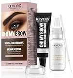 REVERS COSMETICS Tinta Sopracciglia Castano Scuro con Olio di Argan e Olio di RIcino (Omega 6, Carotene, Vitamins A, E, F,) Risultato Naturale, Dura Fino a 4 Settimane, 15+ Applicazioni