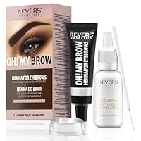 REVERS COSMETICS Tinte Cejas Castaño Oscuro con Aceite de Argán y Aceite de Ricino (Omega 6, caroteno, vitaminas A, E, F) Resultado natural, Efecto Larga Duración de 4 Semanas, Hasta 15 Aplicaciones