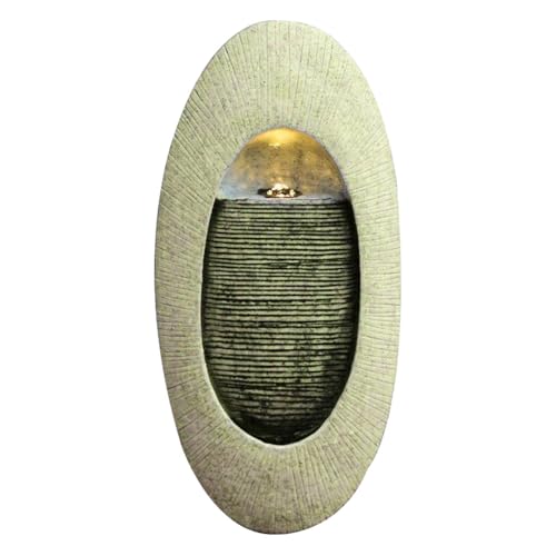 GEEZY Garden Water Feature – Wall Fountain with LED Lights – Mains Powered, Self-Contained, Indoor & Outdoor – Easy Setup, Relaxing & Cascading – Great for Garden, Home, Patio & Balcony Decor