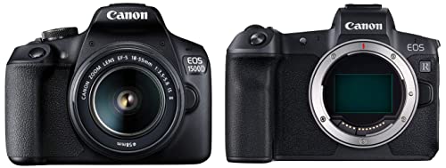 Image of Canon EOS R Mirrorless Digital Camera (Body Only, Black) & EOS 1500D 24.1 Digital SLR Camera (Black) with EF S18-55 is II Lens