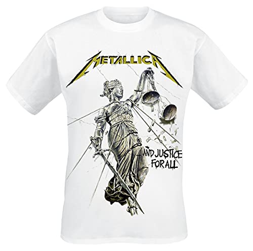 Metallica Justice Hombre Camiseta Blanco L 100% algodón Regular