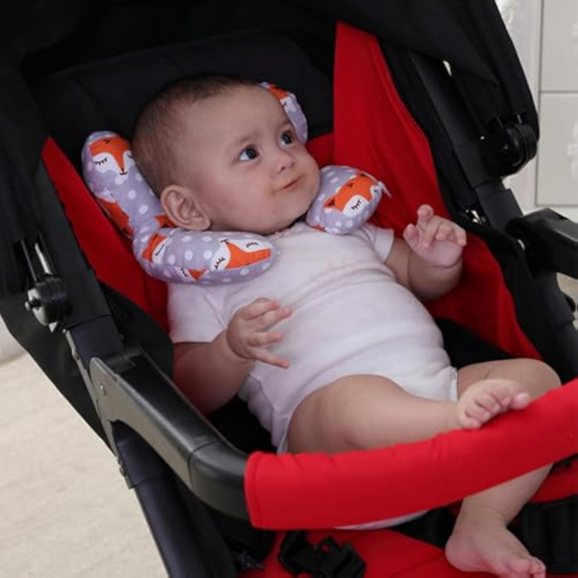 U Shaped Head Neck Support Pillow for Infants, Fox Design