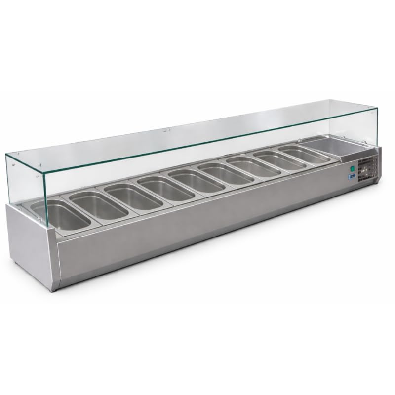 Générique Vitrine Saladette Réfrigérée à Ingrédients 2000 mm – 10 x GN 1/4 – +2°C/+8°C – Inox
