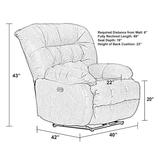 Sillón reclinable eléctrico tela poliéster marrón miniatura 2