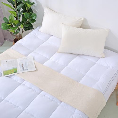 EVOLIVE Microfiber Mattress Topper Mattress Pad Pillow Cover Quilted Fitted Mattress Protector 8-18\" Deep Pocket Cooling Mattress Topper (Queen 80\"x60\"x2\" Inches, White) - Thumbnail 2
