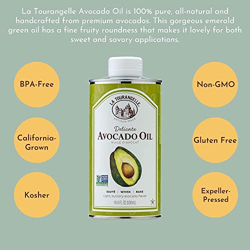 Image of La Tourangelle Avocado Oil 16.9 Fl Oz, All-Natural, Artisanal, Great for Salads, Fruit, Fish or Vegetables, Buttery Flavor (Pack of 2)