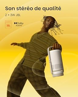 XGIMI Mini Videoprojecteur Portable Intelligent Vibe One Batterie Intégrée 1080P, Compatible avec Google TV & Netflix, Sound by JBL, Autofocus, Projecteur HD d’extérieur pour la Maison(Cloud Ash)