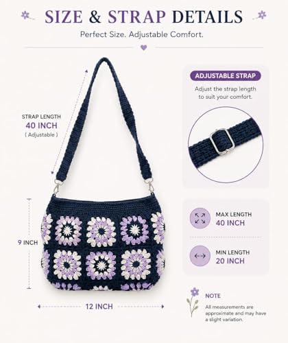 Image of Handmade Crochet Bag | Beautiful Stylish crochet blue Sling Bag, Cross Body Bag, Shoulder Bag For Girls & Women | Best Cotton Tote Bag For Daily, Office & Casual Use