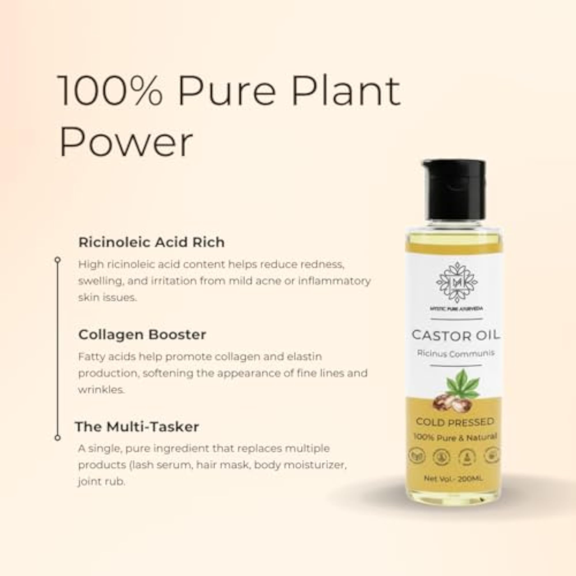 Cold Pressed Castor Oil, Natural Hair Growth Solution