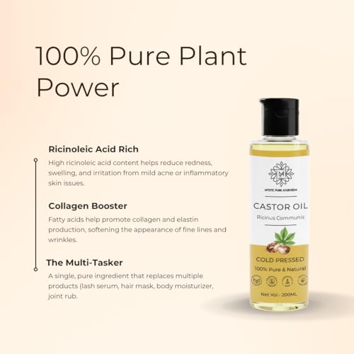 Image of Cold Pressed Castor Oil (Arandi) For Skin, Nail Eyebrows & Hair Growth - 200ml