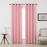 Pickluc Pink Blackout Curtains with Grommet 96 Inches Long 2 Panels, Light Blocking Window Drapes fo