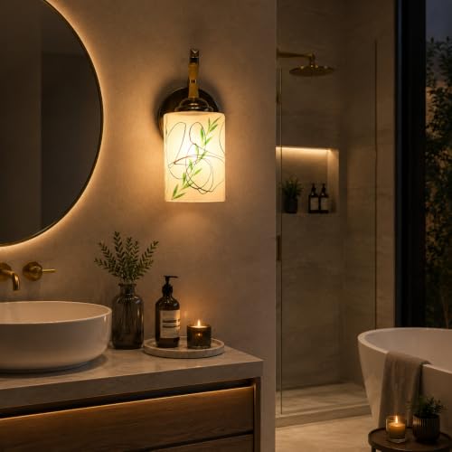 Image of ADWAIT Home Decor Wall Lights Glass Lamp Shade with Premium Finish & E27 Bulb Holder for Living Room, Bedroom, Balcony, Kitchen, Cafes | Decorative Night Lamps Fixtures | Elegant Wall Hanging Lights