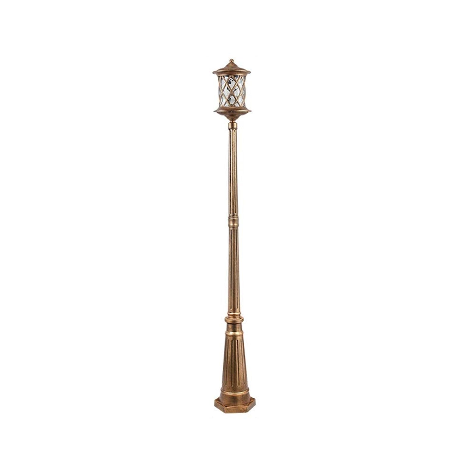 QUSYZD Solar Post Lights Outdoor Lamp Post Light, Street Lawn High Pole Glass Lantern E27 Retro Outdoor Ip54 Waterproof Pillar Light European Antique Die-Cast Aluminum Landscap,Brass-Height 210cm