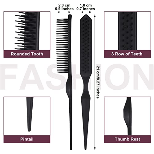 6 Peines para Peinar de Cola de Rata Negro 21 cm miniatura 2