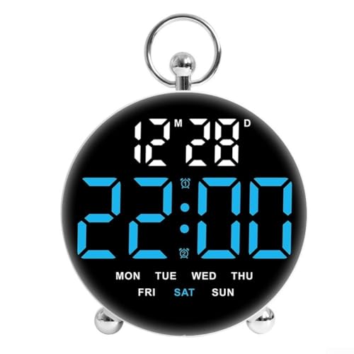 Reloj despertador digital inteligente con activación por voz y alarmas personalizables para días de semana o fines de semana para adaptarse a tu horario (azul)