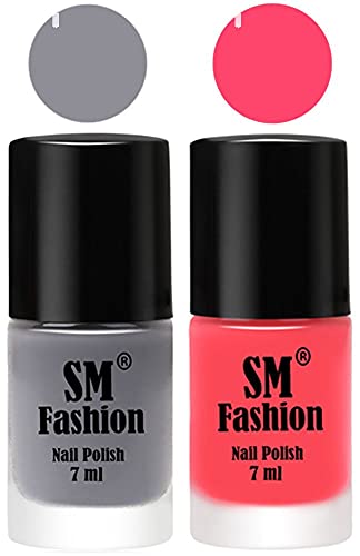 Image of Long Lasting Nail Polish | Nail Paint Combo 7 ml Each) - Set of 2 Gray-Pink