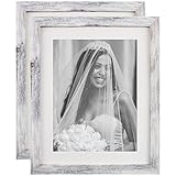 8x10 Picture Frames Set of 2 Distressed White Wood Grain Photo Frame for Gallery Wall Mounting or...