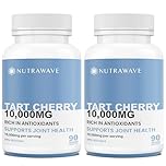 Nutrawave PURE POTENT 10x EXTRACT TART CHERRY capsules 10,000mg per serving, Powerful Antioxidant. Improved Sleep, Tart Cherry Supplement for Gout Relief, Ideal for Women and Men, Non-GMO, Vegan, Gluten Free. 180 Capsules.