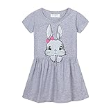 Picture of Mud Kingdom Toddler Girls Dress Happy Easter Day Cute Bunny Short Sleeve Casual Spring Summer Gray 3T