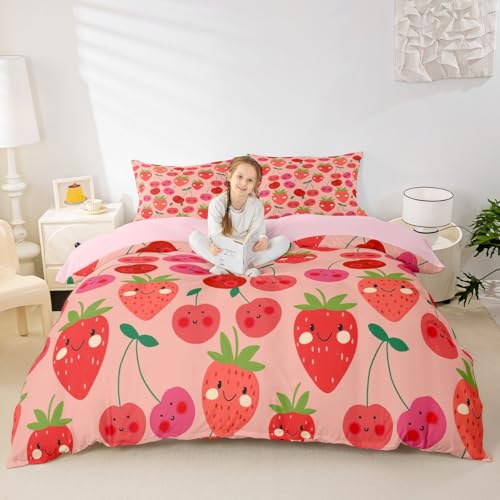 Housse de couette fraises mignonne cadeau parfait pour lit double enfant