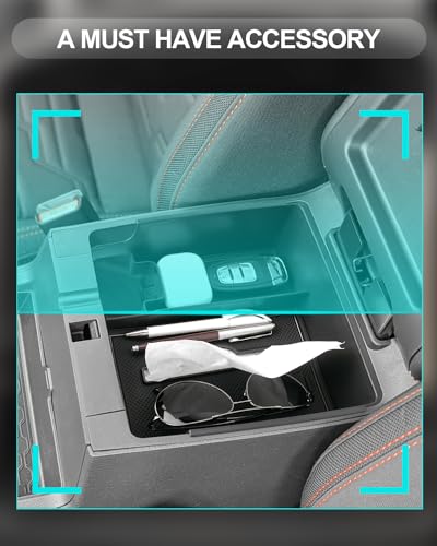 Image of CDEFG Center Console Organizer Tray for 2022-2025 2026 Nissan Frontier with Tissue Slot, 2025 2026 Frontier Truck Accessories Middle Console Organizer Armrest Storage Box with Elastic Band