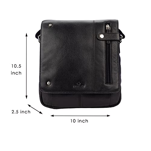 Image of FINELAER Vintage Leather Crossbody Bag Stylish Flap Over Shoulder Satchel for Men & Women